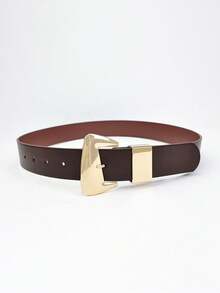 1条女士腰带，波西米亚风腰带，牛仔竞技风，女牛仔风，西部风腰带，女士腰带，Y2K风格腰带，复古休闲简约金色不对称扣棕色中等宽度腰带，可搭配裤子、衬衫、毛衣、外套，适合派对、日常通勤、节日和生日礼物、音乐节等场合。 - 棕色 - 查看 4