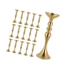 16 PCS Wedding Flower Vase, 15 In Tall Flower Table Centerpieces, Crystal Banquet Vases Easy Installation, Electroplated Versatile Arrangement Stand For Party Events Home Decor Reception, Gold - 15-inch Gold (16 pieces) - 查看 8