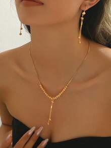 3pcs/Set Vintage Tassel Pendant Necklace Set, Fashionable, Versatile And Elegant Women Jewelry Set - J - View 34