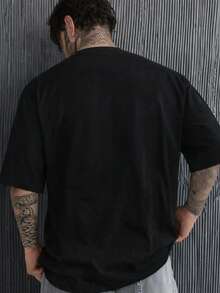 男士新款时尚嘻哈印花T恤 - 黑色 - 查看 2