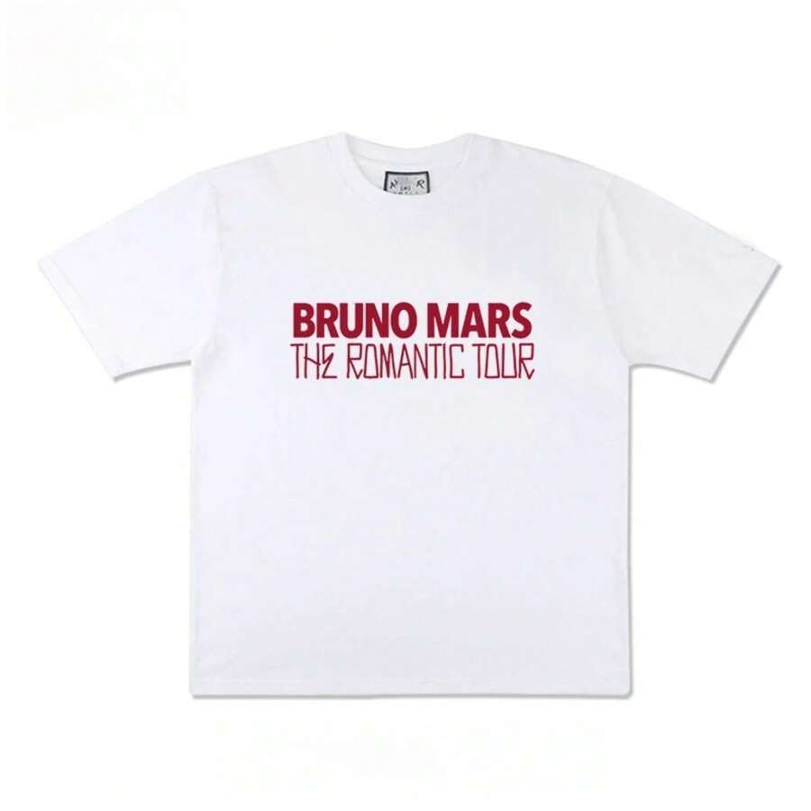 2026 New Bruno Mars Concert The Romantic Tour Printed T-Shirt Men's And Women's Short-Sleeved T-Shirt Men's Top - 白色 - 查看 1