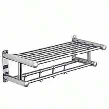 1个50厘米厚304不锈钢酒店/家用毛巾架，浴室毛巾架，可壁挂或免钻孔安装，浴室五金件 - 銀色 - 查看 7