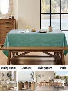 1 pieza Mantel cuadrado de poliéster repelente al agua y a prueba de salpicaduras con diseño de remolino, diseño jacquard inspirado en el océano, adecuado para cocina, mesa de comedor, fiestas en el hogar, festivales, cafés, restaurantes, bufés y talla grande - Azul Cadete - Ver 7