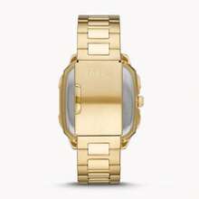 Fossil BQ2573 Men's Automatic Mechanical Watch, Gold Square Case, Hollow Dial, Stainless Steel Strap - Gold - View 9
