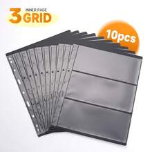 10pcs Double-Sided 9-Slot Stamp Collection Pages, Divided Format Stamp Album Refill Sheets, Transparent Protective Stamp Holders, Reusable For Stamp Collection And Display - A - View 13
