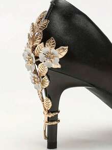 1 đôi kẹp giày hoa văn bằng hợp kim kẽm thanh lịch, phù hợp với giày cao gót, đa năng cho các bữa tiệc và mọi mùa. - Vàng - Xem 7