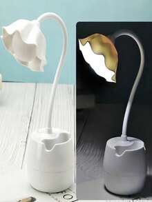1pc LED Desk Lamp, USB Rechargeable, Cute Flower Shaped Study Lamp, Bedroom Bedside Reading Light - Multicolor - View 7