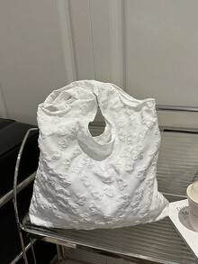 Floral Print Cute Tote Bag [Flower Pattern Placement Random] - White - View 6