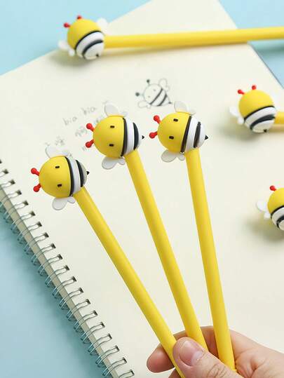 1/3/6/12pcs Honeybee Modeling Writing Pens, 0.5mm Ballpoint Black Color Gel Ink Pens, Stationery Student Back To School Supplies, Office Supplies