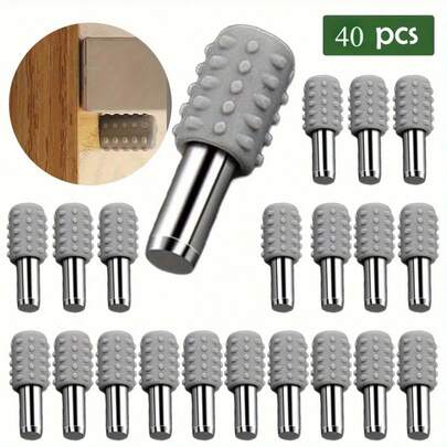 40pcs Durable Plastic & Metal Shelf Support Pins With Anti-Slip Rubber Sleeves - Ideal For Wood & Glass Laminates, Wardrobe Partitions
