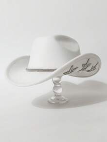 1pc Luxury Rhinestone Star Western Cowboy Hat, Bridal Wedding Photo Shoot Party Fashion Headwear - Multicolor - View 18