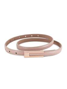 2条方形金色光滑扣皮带，时尚优雅，可搭配连衣裙、T恤、休闲裤和日常穿着。 - 平扣小腰帶 - 查看 15