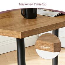 AINPECCA Dining Table With Black Metal Legs Kitchen Table (Marble Effect Top, 120 * 70cm) - Oak - View 7