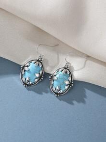 1 Đôi bông tai dáng oval kiểu cổ điển, móc cài, quà tặng trang sức, bông tai dáng dài phong cách Bohemian dành cho nữ. - Hoa tai - Xem 4