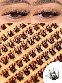 100pcs Individual Lashes, DIY Eyelash Extension, 8-16mm Delicate Cluster False Lashes, Thin Band Criss-Cross Natural Fake Eyelashes - C - View 1