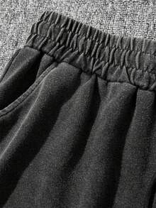 简约休闲复古夏季男士水洗做旧拉链背心套装 - 黑色 - 查看 6