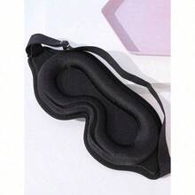 1PC Solid Color Eye Mask, Simple Black Sleep Mask, Suitable For Family, Travel, Bedroom, Travel, Office, School, And Back To School Supplies - Black - 查看 2