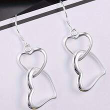 Hollow Heart Design Drop Earrings, Elegant Simple Style Silver-Plated Jewelry Gift - Silver - View 2