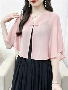 Khăn choàng voan hồng dành cho nữ, điểm xuyết ngọc trai, nhẹ nhàng, thích hợp cho mùa xuân, hè, thu, đặc biệt dành cho cô dâu. - Đỏ - Xem 19