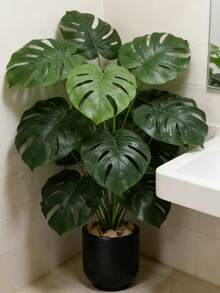 70-100厘米大型人造龟背竹树，仿真棕榈植物，塑料龟背叶，热带人造景观植物，适用于家居、花园、办公室、派对、婚礼装饰、情人节、生日礼物、毕业典礼等场合。 - 彩色 - 查看 8