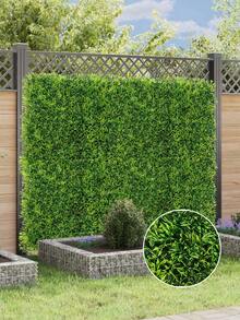 1株人造香叶木篱笆，25x25厘米/10x10英寸，绿色装饰，人造植物，仿真植物，秋季装饰，房间、书桌、花园装饰，抗紫外线 - 綠色 - 查看 6
