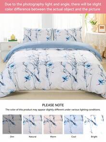 三件套花卉图案被套，采用超柔软透气的优质超细纤维面料制成，适合所有季节，可机洗，不褪色，不起球，防缩水，防皱，时尚波西米亚/农舍/现代简约卧室装饰，易于打理，适合单人床/双人床/大号床/特大号床，是家庭、宿舍、公寓、酒店、度假租赁和送礼的理想之选。 - 彩色 - 查看 8