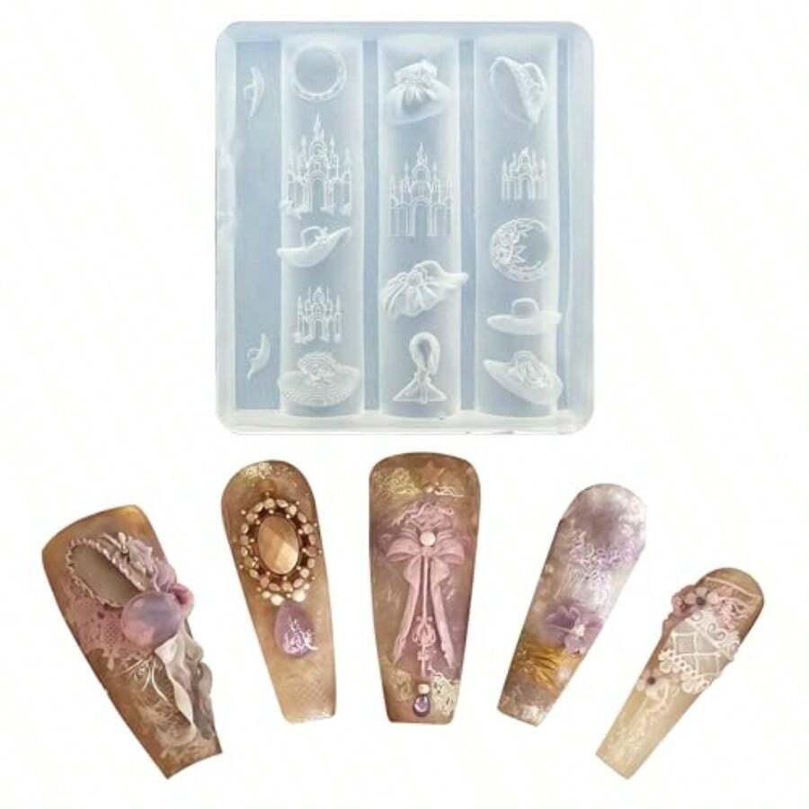 3D Gel Nail Art Resin Rosette Molds For Accessories Supplies Bow Knot Silicone Tools Bowtie Nails Mold - ZYXP029 - 查看 1