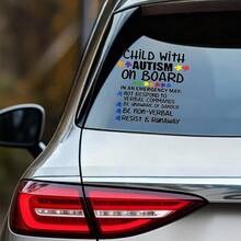 Car Stickers And Decals, Car Window Decals Vinyl,  Child With Autism On Board Emergency Information , Automotive Decals,Funny Bumper Stickers(1pc) - A - 查看 3