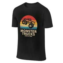 Cool Vintage Monster Truck Are My Jam Retro Sunset  Women 100% Cotton T Shirt Casual Lounge Wear - màu đen - Xem 4