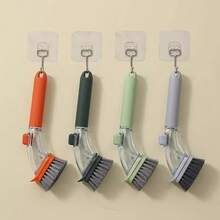 Press To Dispense Refillable Liquid Cleaning Brush Automatic Liquid Dishwashing Brush Dish Washing Scrubber With Soap Dispenser - Multicolor - View 4