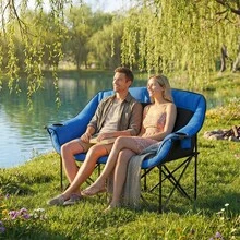 Double Camping Chair - Heated Loveseat Chair For 2 Person Heavy Duty Portable Padded Camping Couch Portable Folding Chairs For Adults Outdoor Sports Lawn - 彩色 - 查看 10
