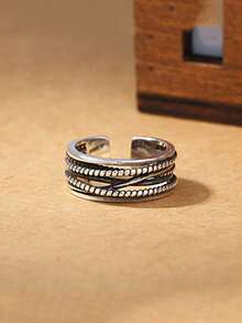 1pc Vintage Royal Style Thumb Knitted Multi-Layer Open Ring, Thick Adjustable Ring, Rugged Bohemian Elegant Ring, Women's Jewelry For All Seasons, Gift For Her C9YX - Multicolor - View 6