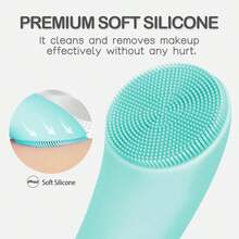 PRITECH Silicone Face Scrubber, Rechargeable Facial Cleansing Brush With Heat Massage End, Vibrating Exfoliator Scrubber For Deep Cleaning, Waterproof Face Brush For Women And Men (Green) - Mint Green - View 7