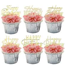 5 piezas de decoración de postre dulce de tamaño mini de acrílico con mensaje de "Feliz Cumpleaños" para decorar cupcakes para el Día de la Madre y el Día del Padre - Ver 11