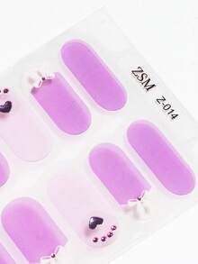 SSemi Cured Gel Nail Strips , Jelly Beige, 16 Pcs Gel Nail Wraps, Stickers, No UV Light Required, Salon Quality, Long Lasting - Mauve Purple - View 6