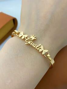 Vòng tay khắc tên theo yêu cầu, thép không gỉ mạ vàng 18K, chống nước, kiểu dáng punk hình trái tim lãng mạn, quà tặng cá nhân hóa. - Mới - Xem 6