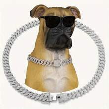Collar de lujo ajustable para mascotas, collar de cadena cubana de rombo versátil de estilo hip hop, adecuado para uso diario y fiestas - Multicolor - Ver 15