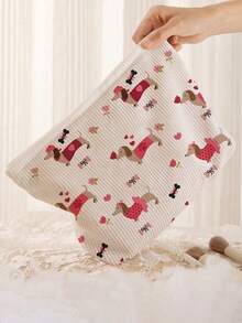 腊肠犬图案灯芯绒化妆包 - 大容量拉链旅行化妆品收纳包，耐用材质，便携式日常旅行化妆包，男女通用，送给爱狗人士的理想礼物。适用于化妆包、洗漱包、旅行必备品、邮轮必备品、度假必备品，男女皆宜。化妆包、化妆品收纳包、化妆品储物包、洗漱旅行包，是送给女性的理想旅行礼物。 - 彩色 - 查看 6