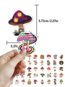 50 Stücke bunte Cartoon Fantasy Pilz Aufkleber mit lustigen Mustern, perfekt für Gitarren, Skateboards, Umschläge, Partys, Notizbücher, Koffer, Urlaubsgeschenk Dekorationen - Bastel Aufkleber - Verschiedenfarbig - Übersicht 4