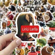 100张意大利风格益智贴纸，TungTungTungTungTung Sahur贴纸，趣味、创意、抽象且难以理解的贴纸 - 100pcs - 查看 6