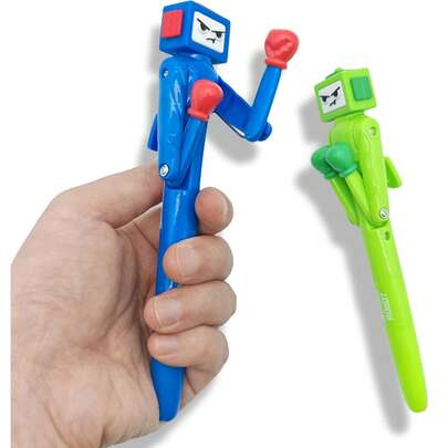 1/2/4 Piezas Bolígrafo Robot de Boxeo con Brazo de Golpeo y Sonido de Botón Nítido - Bolígrafo Novedoso Divertido y Genial - Regalos de Boxeo - Colores Azul/Verde - Escritura Suave de 1.0mm