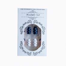 24 Pieces Of Oval-Shaped Black Dot And Polka Dot Striped Minimalist Acrylic Nails That Can Be Detached And Worn. - 彩色 - 查看 6