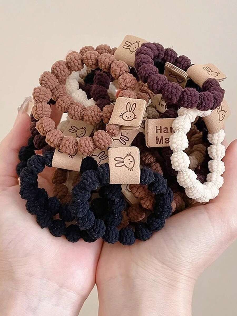 10pcs Stretchy Cute Rabbit Design Hair Ties, Versatile Daily Use, Great Mother's Day Gift - Multicolor - View 1