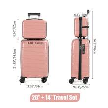 This Set Includes A 20-Inch PP Softshell Carry-On Suitcase And A 14-Inch PP Softshell Cosmetic Bag. Features Silent Swivel Wheels For 360° Rotation, A Durable And Wear-Resistant Patchwork Design, Making It The Perfect Choice For Business Trips Or Travel. Available In Rose Gold. - Rose Gold - View 11
