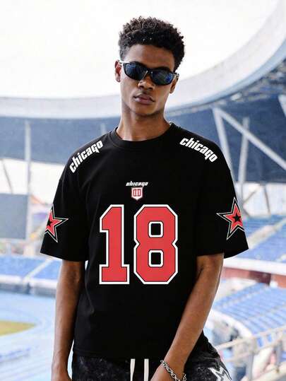 EVRINFINITE 男式宽松数码印花短袖篮球球衣款式 T 恤