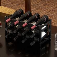 酒架，家用葡萄酒瓶展示架，葡萄酒收纳架，简约桌面多瓶架 - 黑色 - 查看 4