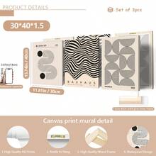 3pcs Set Decorative Art Canvas Painting, Abstract Geometric Ink Painting Art Poster, Modern Classic Style Suitable For Home Decor, Room, Bedroom, Living Room, Bathroom Wall Decor, Optional Framed Wall Art - Multicolor - View 19