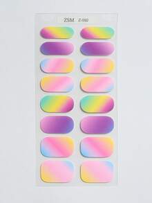 半固化凝胶美甲贴，果冻米色，16片装，无需UV灯，沙龙品质，持久耐用 - 彩色 - 查看 4