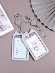 1pc Cute Cat Card Holder, Creative Keychain Pendant, Suitable For Campus Student Meal Card, Bus Card, Work ID Card, Travel Portable Card Holder - Set - View 5