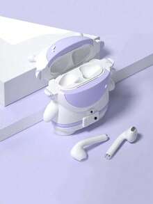 1个紫色和白色硅胶3D宇航员心形耳机保护套，兼容苹果1/2 - 彩色 - 查看 2